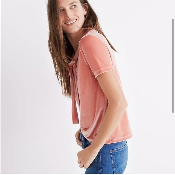 MADEWELL Tie-Neck Velvet Top - Picture 2 of 9